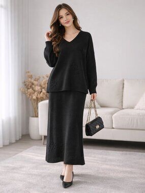 🖤 NWT Black Knit Set | Elegant & Textured 🖤